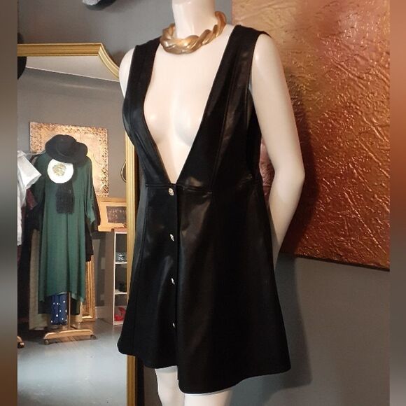NWOT Zara Faux Leather Pinafore Dress - Picture 2 of 12